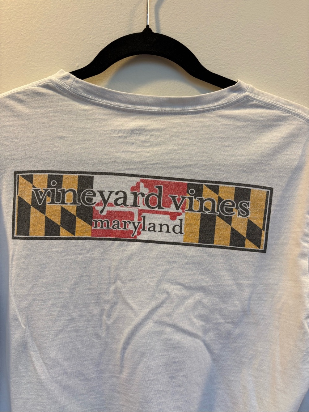 Vineyard Vines White Tee with Maryland Flag Graphic
